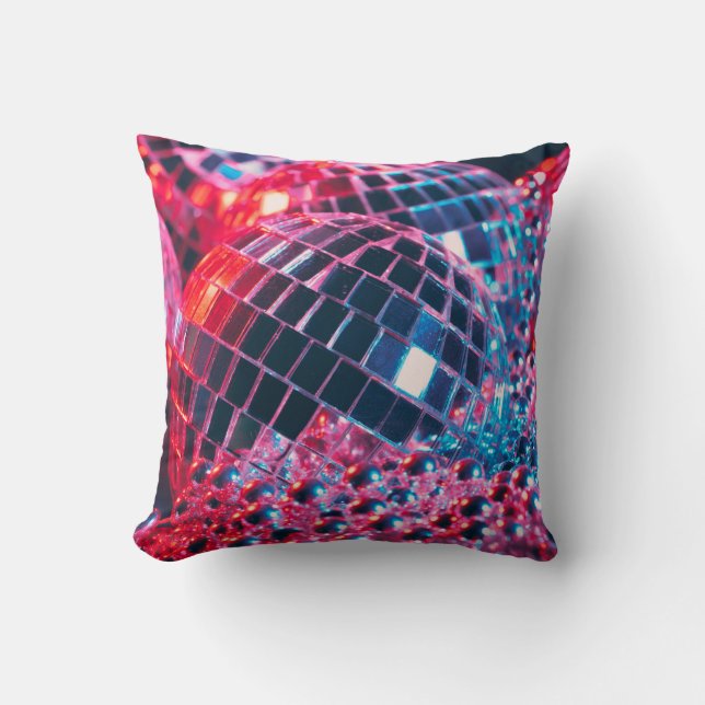 Shiny disco party background with mirror balls ref cushion (Front)