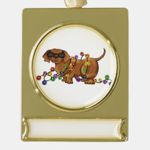 Shiny Dog Gold Plated Banner Ornament