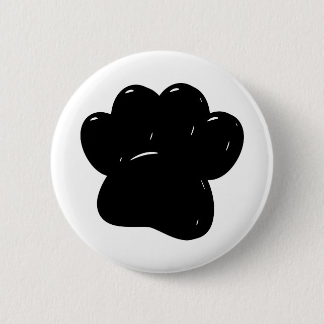 Shiny Dog Paw Print Drawing 6 Cm Round Badge (Front)
