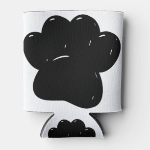 Shiny Dog Paw Print Drawing Can Cooler