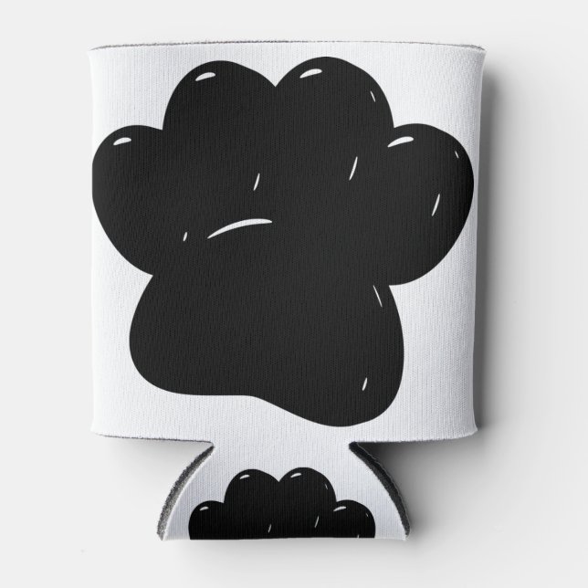 Shiny Dog Paw Print Drawing Can Cooler (Front)