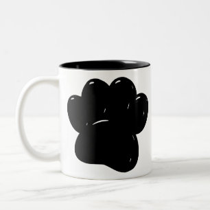 Shiny Dog Paw Print Drawing Two-Tone Coffee Mug