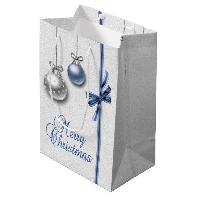 Shiny Elegant Christmas Balls Medium Gift Bag (Front Angled)