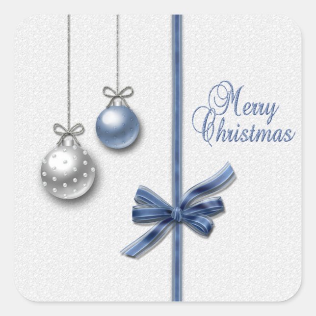 Shiny Elegant Christmas Balls Square Sticker (Front)
