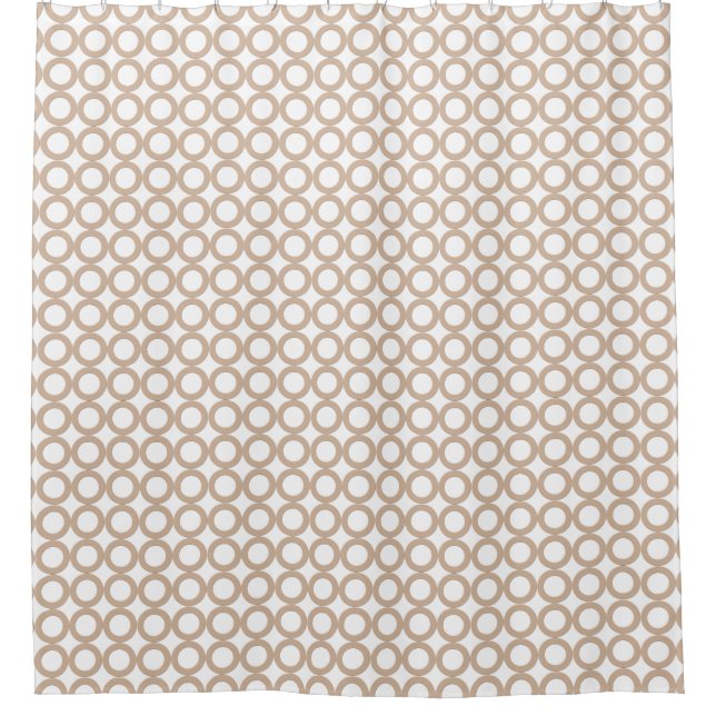 Shiny Elegant Circles Latte Brown on any Colour Shower Curtain (Front)