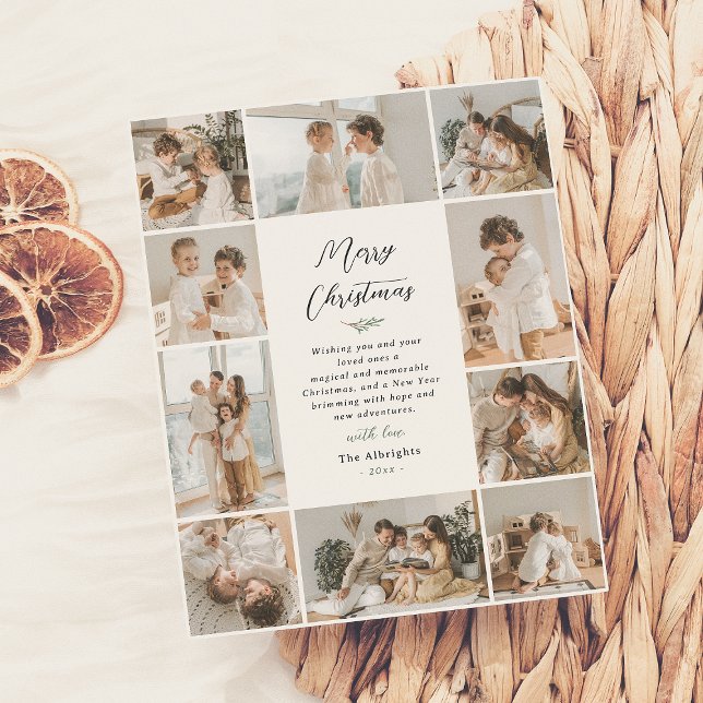 Shiny Evergreen Memories | 10 Photo Christmas Foil Holiday Card (Creator Uploaded)