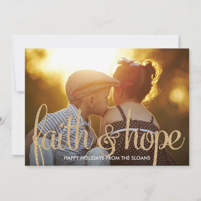 Shiny Faith & Hope Holiday Photo Card (Front)