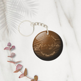 Shiny Faux Wood Knot•Custom Key Ring