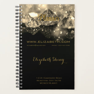 Shiny Festive Elegant Diamonds Black Sepia Planner