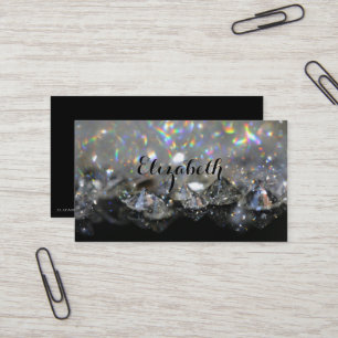 Shiny Festive Elegant Diamonds Black White Busines Business Card
