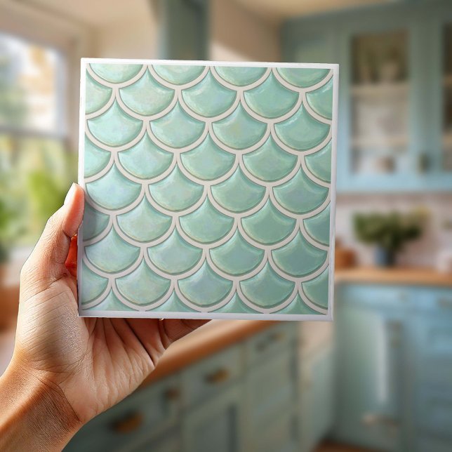 Shiny Fish Scale Pattern Mint Green ID1199 Ceramic Tile (Creator Uploaded)