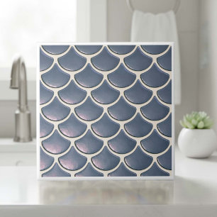 Shiny Fish Scale Pattern Navy Blue ID1199 Ceramic Tile
