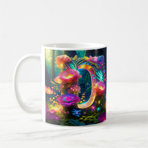 Shiny floral letter D Coffee Mug