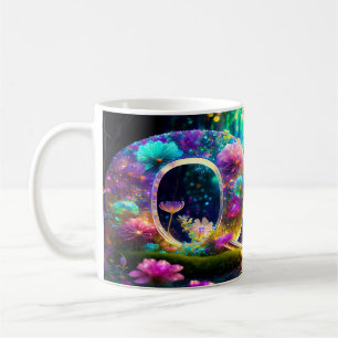 Shiny floral letter Q Coffee Mug