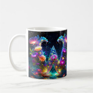 Shiny floral letter W Coffee Mug