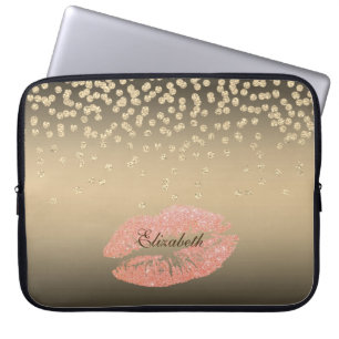 Shiny Foil Confetty Or Diamond ,Lips-Personalised Laptop Sleeve