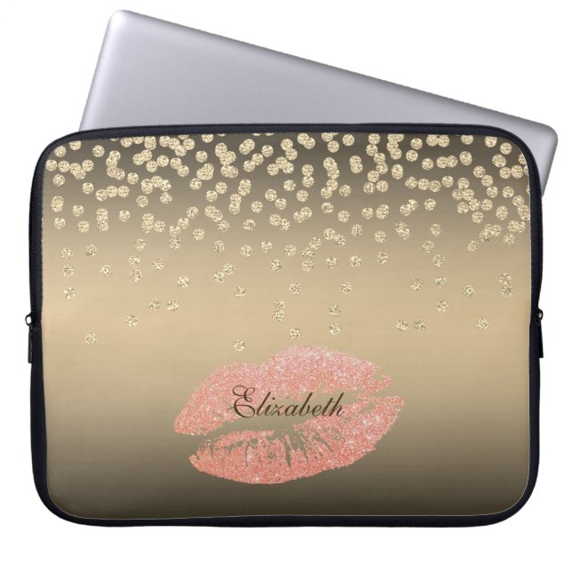 Shiny Foil Confetty Or Diamond ,Lips-Personalised Laptop Sleeve (Front)