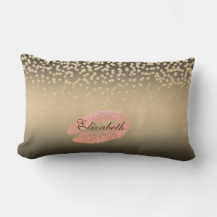 Shiny Foil Confetty Or Diamond ,Lips-Personalised Lumbar Cushion