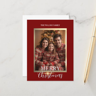 Shiny Framed Photo Custom Christmas Postcard
