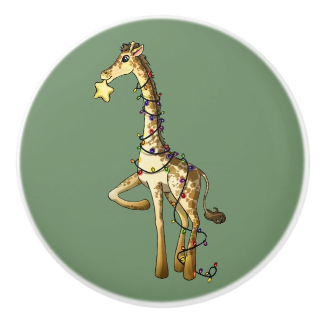 Shiny Giraffe Ceramic Knob (Front)
