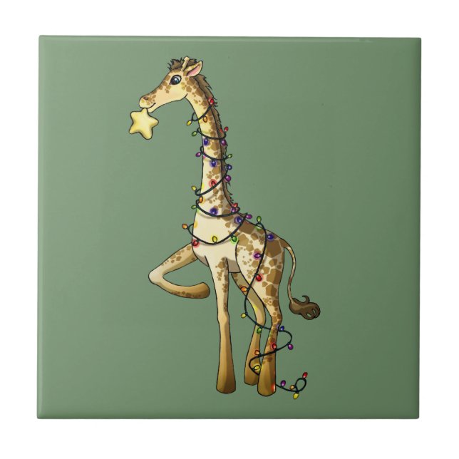 Shiny Giraffe Ceramic Tile (Front)