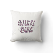 Shiny Girl Chrome Typography Throw Pillow