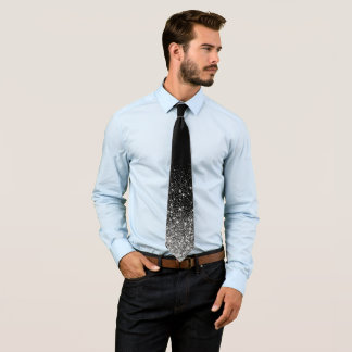 Shiny Glitter Ombre Fading Black White Tie