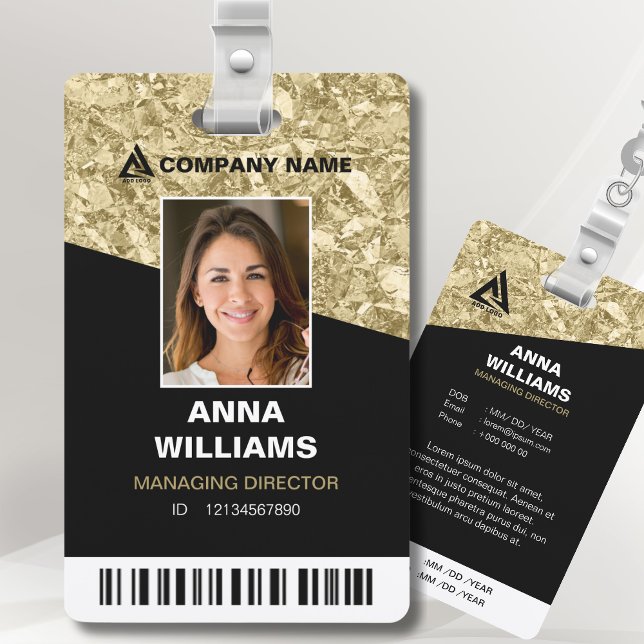 Shiny Gold and Black Employee Name ID ID Badge (Creator Uploaded)