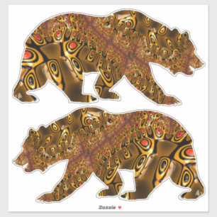 Shiny Gold and Orange Spotted Fractal Bear Set