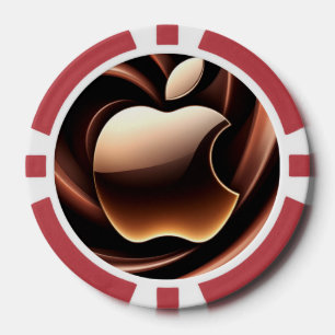 Shiny Gold Apple With Liquid Metallic Ribbons Poker Chips