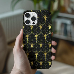 Shiny Gold Art Deco Pattern On Black Background Case-Mate iPhone 14 Pro Case