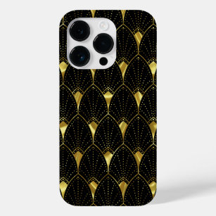 Shiny Gold Art Deco Pattern On Black Background Case-Mate iPhone 14 Pro Case