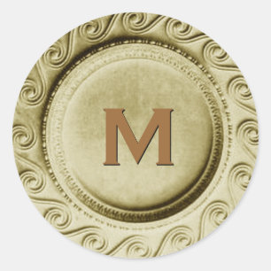 Shiny Gold Art Deco Wedding Monogram M Sticker