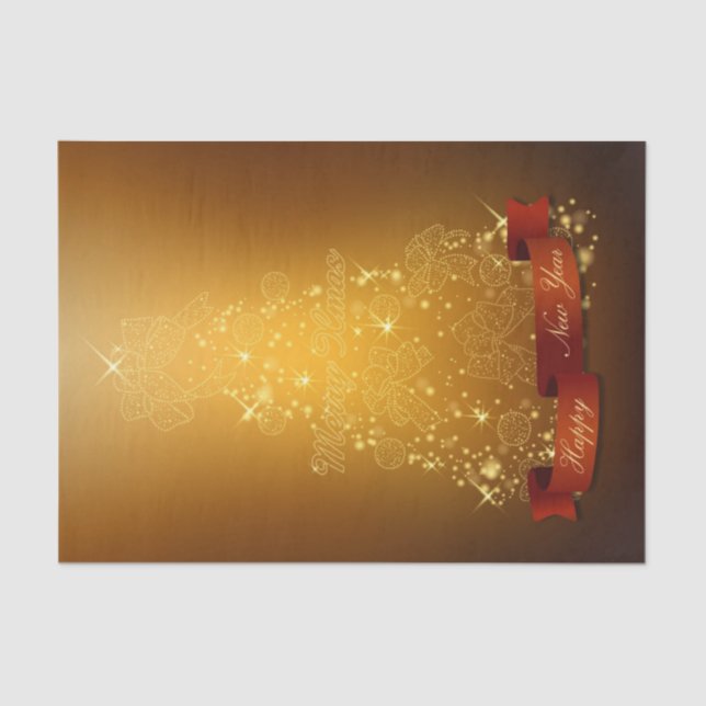 Shiny Gold Christmas Tree Tissue Paper (Front)