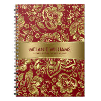 Shiny Gold Damasks Burgundy Background