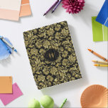 Shiny gold damasks over black background iPad smart cover<br><div class="desc">Elegant shiny gold vintage floral damasks over custom black background. Gold and black frame and customisable monogram. Shine is a digital illusion and not real shine.</div>