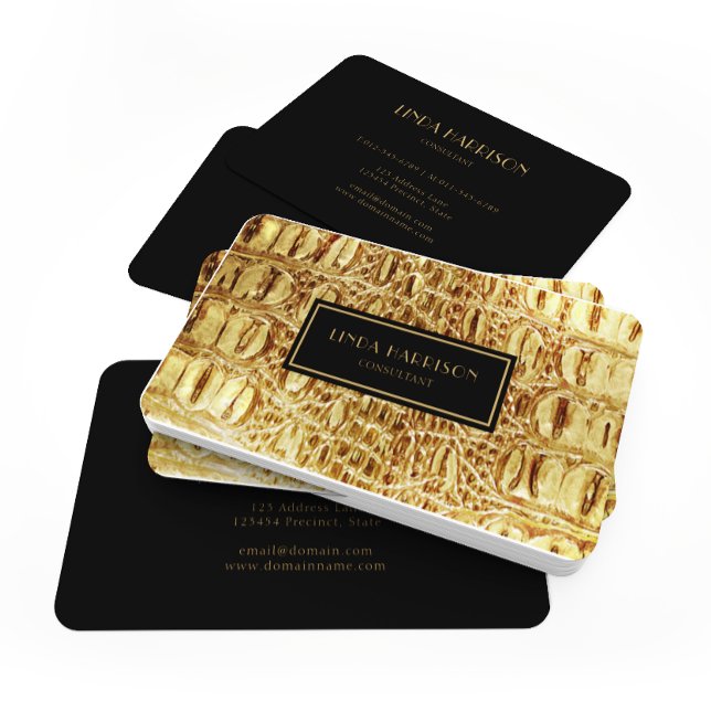 Shiny Gold Designer Alligator Crocodile Skin Business Card (Creator Uploaded)