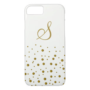 Shiny Gold Dots Custom Monogram iPhone 8/7 Case