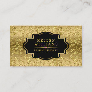 Shiny gold foil  damask pattern business card