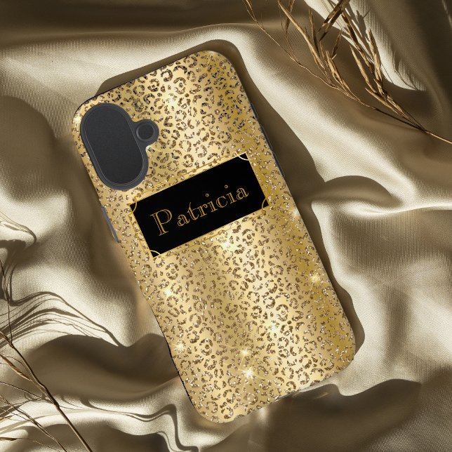 Shiny Gold glamourous lepard glitter print Case-Mate iPhone Case (Creator Uploaded)