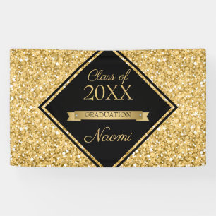Shiny Gold Glitter Black Frame Banner