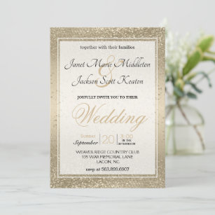 Shiny Gold Glitter  Invitation