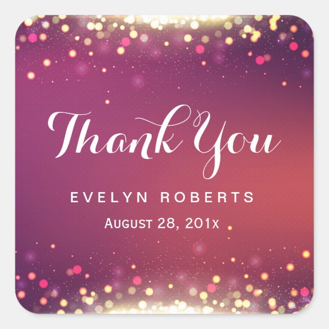 Shiny Gold Glitter Sparkle Dots Thank You Square Sticker (Front)