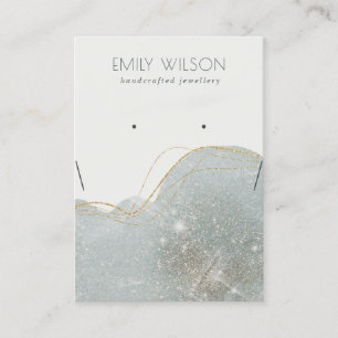 Shiny Gold Grey Glitter Earring Necklace Display Business Card