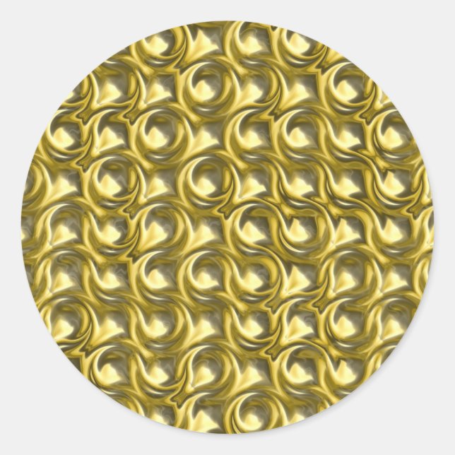 Shiny Gold Loops Classic Round Sticker (Front)
