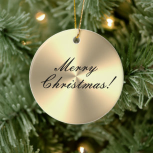 Shiny gold metallic texture custom Christmas tree Ceramic Ornament