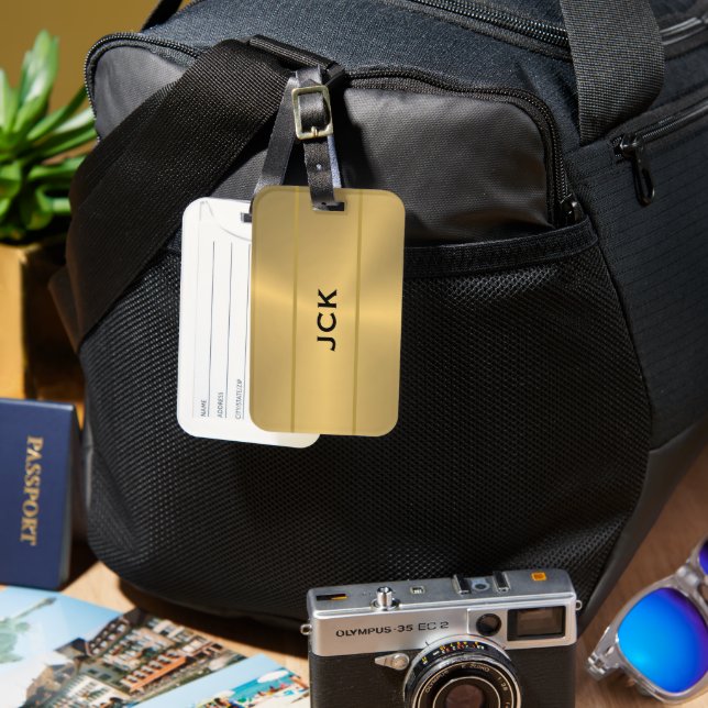 Shiny Gold Metallic Texture Luggage Tag (Front & Back)