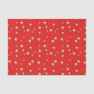 Shiny Gold Stars on a Red Background Tissue Paper