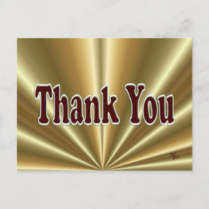 Shiny Gold Thank You Postcard - customise