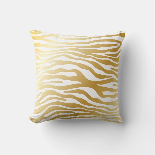 Shiny Gold Zebra Pattern Cushion (Front)
